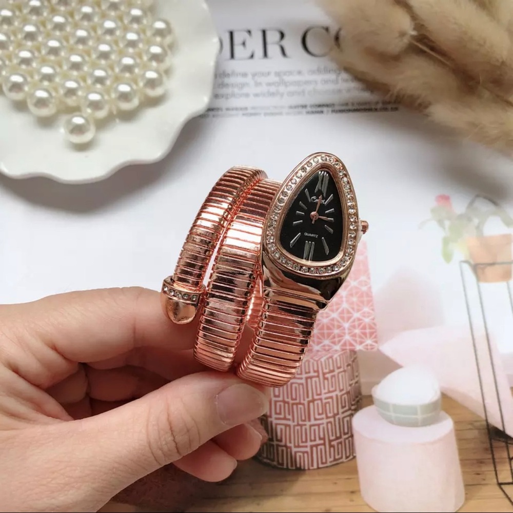 NEW Adrian Balboa Talia Shire Rocky IV Serpentine Watch Rose Gold Tone/Black